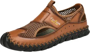 2023 Men's New Versatile Trendy Handmade Large Beach Shoes Hollow Mesh Shoes Sandals for Men