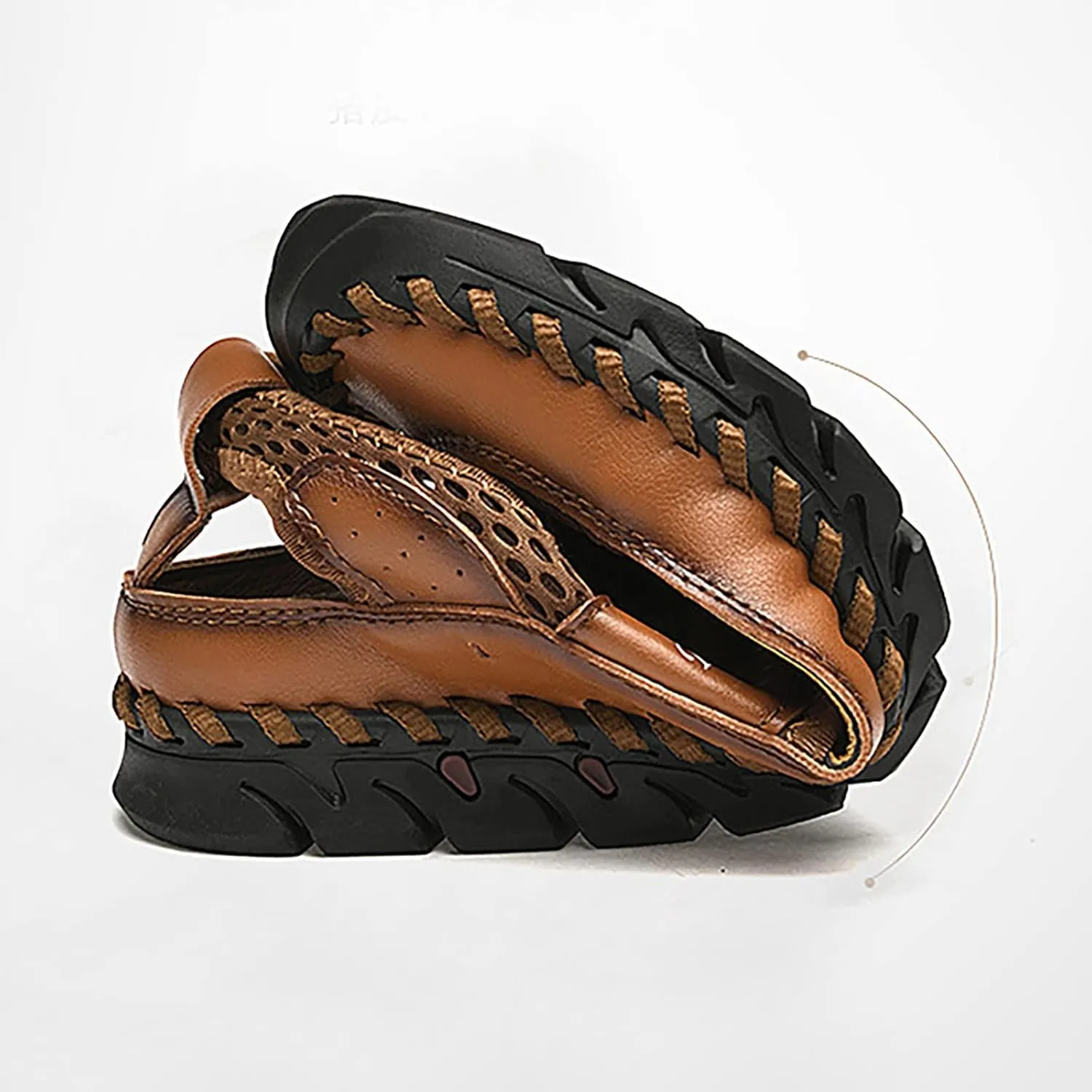 2023 Men's New Versatile Trendy Handmade Large Beach Shoes Hollow Mesh Shoes Sandals for Men