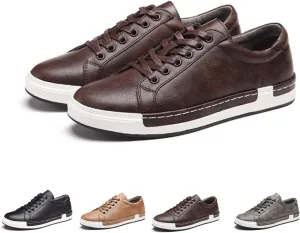AINIJIA&HOLO Men's Leather Casual Dress Sneakers,Everyday Breathable Low Top Walking Shoes Business Shoes