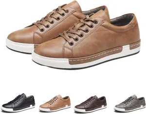 AINIJIA&HOLO Men's Leather Casual Dress Sneakers,Everyday Breathable Low Top Walking Shoes Business Shoes