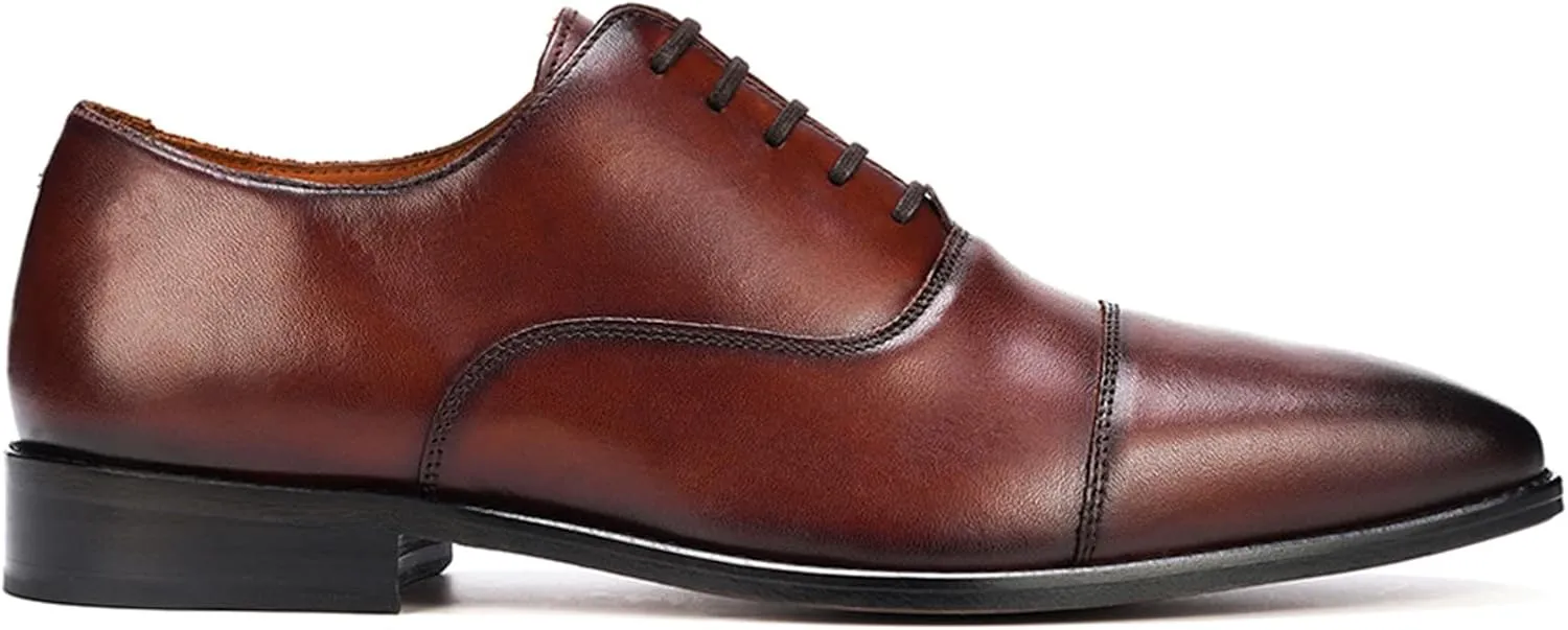 Anthony Veer Bill Cap-Toe Oxford Dress Shoes for Men | Lace-up | Full Grain Calfskin Leather | Blake Construction| Ortholite Cushion Comfort | Recraftable Leather Outsole
