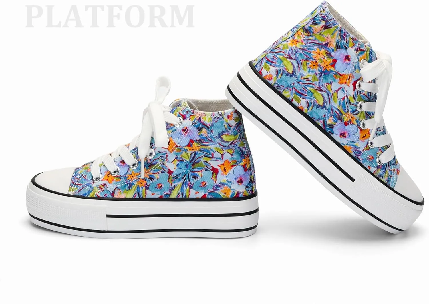 ANTLULU Girls Platform Canvas Shoes Low Top and High Top Canvas Sneakers Lace-up Fashion Casual Shoes for Girls