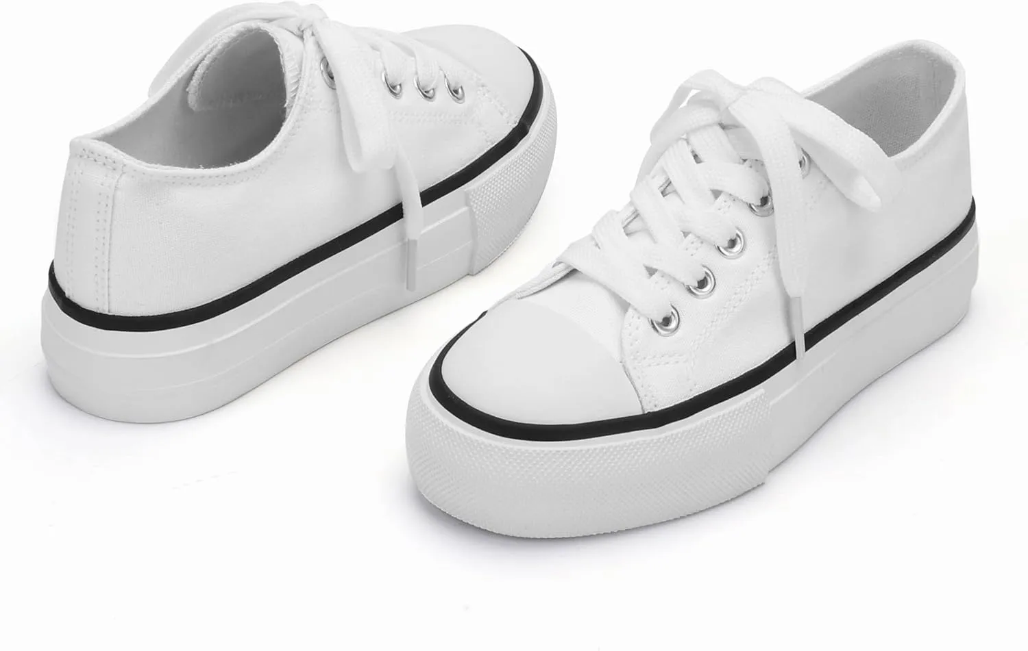 ANTLULU Girls Platform Canvas Shoes Low Top and High Top Canvas Sneakers Lace-up Fashion Casual Shoes for Girls