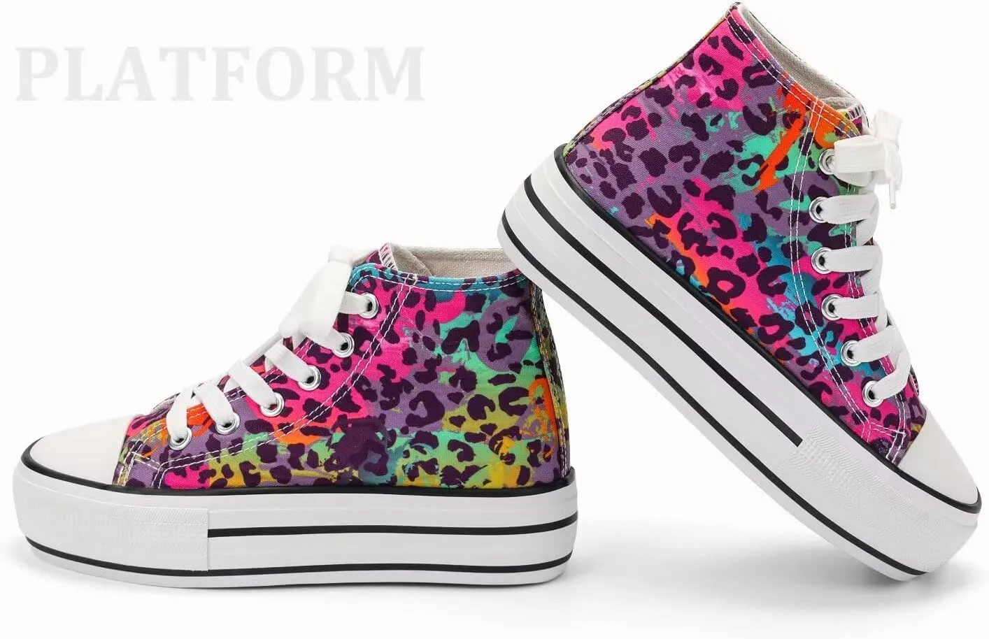 ANTLULU Girls Platform Canvas Shoes Low Top and High Top Canvas Sneakers Lace-up Fashion Casual Shoes for Girls