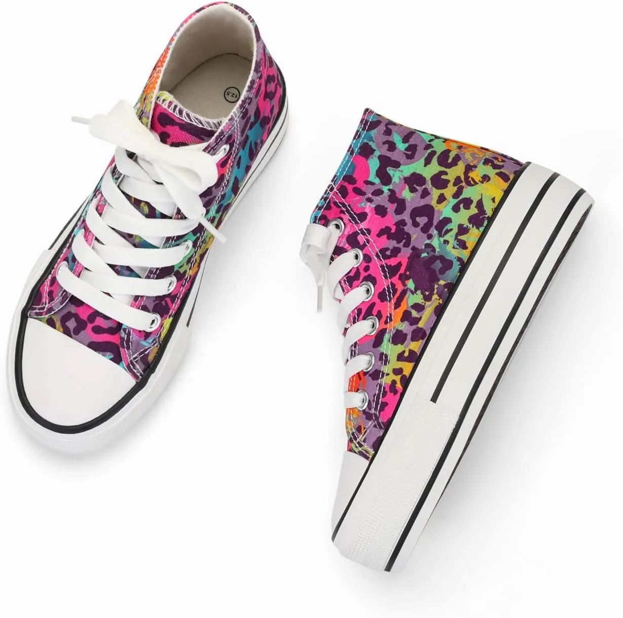 ANTLULU Girls Platform Canvas Shoes Low Top and High Top Canvas Sneakers Lace-up Fashion Casual Shoes for Girls