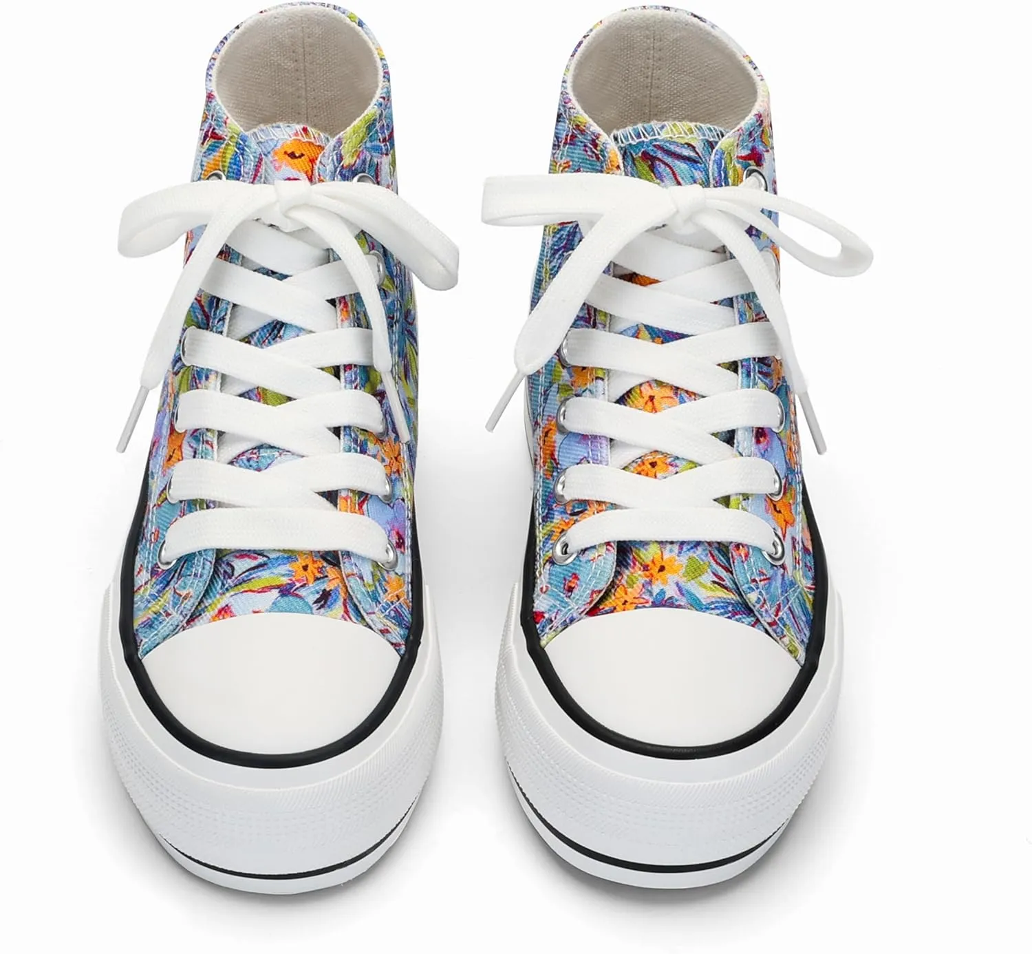 ANTLULU Girls Platform Canvas Shoes Low Top and High Top Canvas Sneakers Lace-up Fashion Casual Shoes for Girls