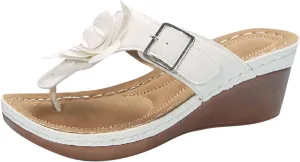 Arch Support Flip Flops Women Comfort Orthopedic Sandals Dressy Summer Chic Flower Slip on Wedge Thong Sandal Slides