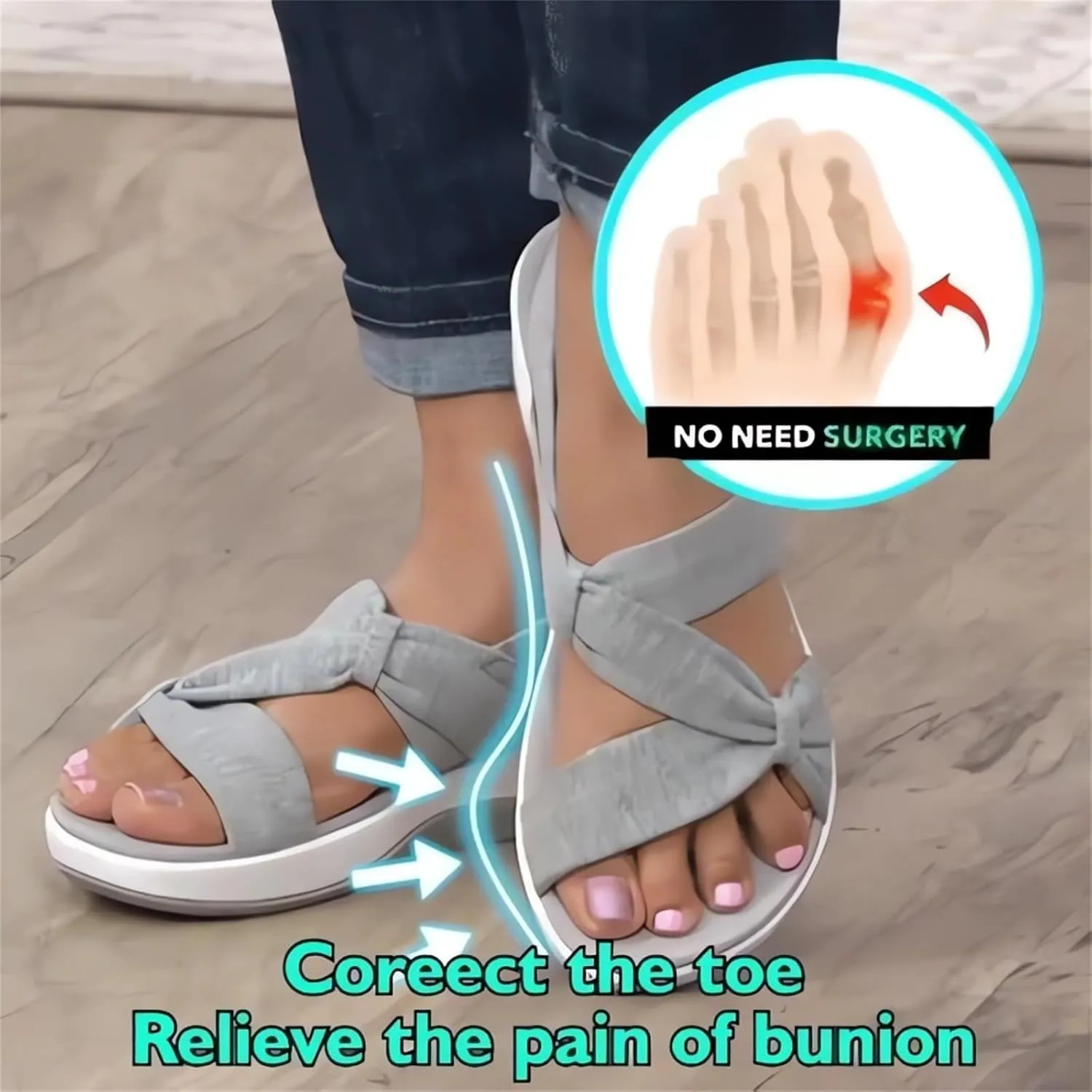 Arch Support Sandals Women's 2025 Low Platform Wedges Sandals Adjustable Hook Loop Fishmouth Open Toe Shoes Slip-On Comfy Walking Shoes