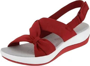 Arch Support Sandals Women's 2025 Low Platform Wedges Sandals Adjustable Hook Loop Fishmouth Open Toe Shoes Slip-On Comfy Walking Shoes