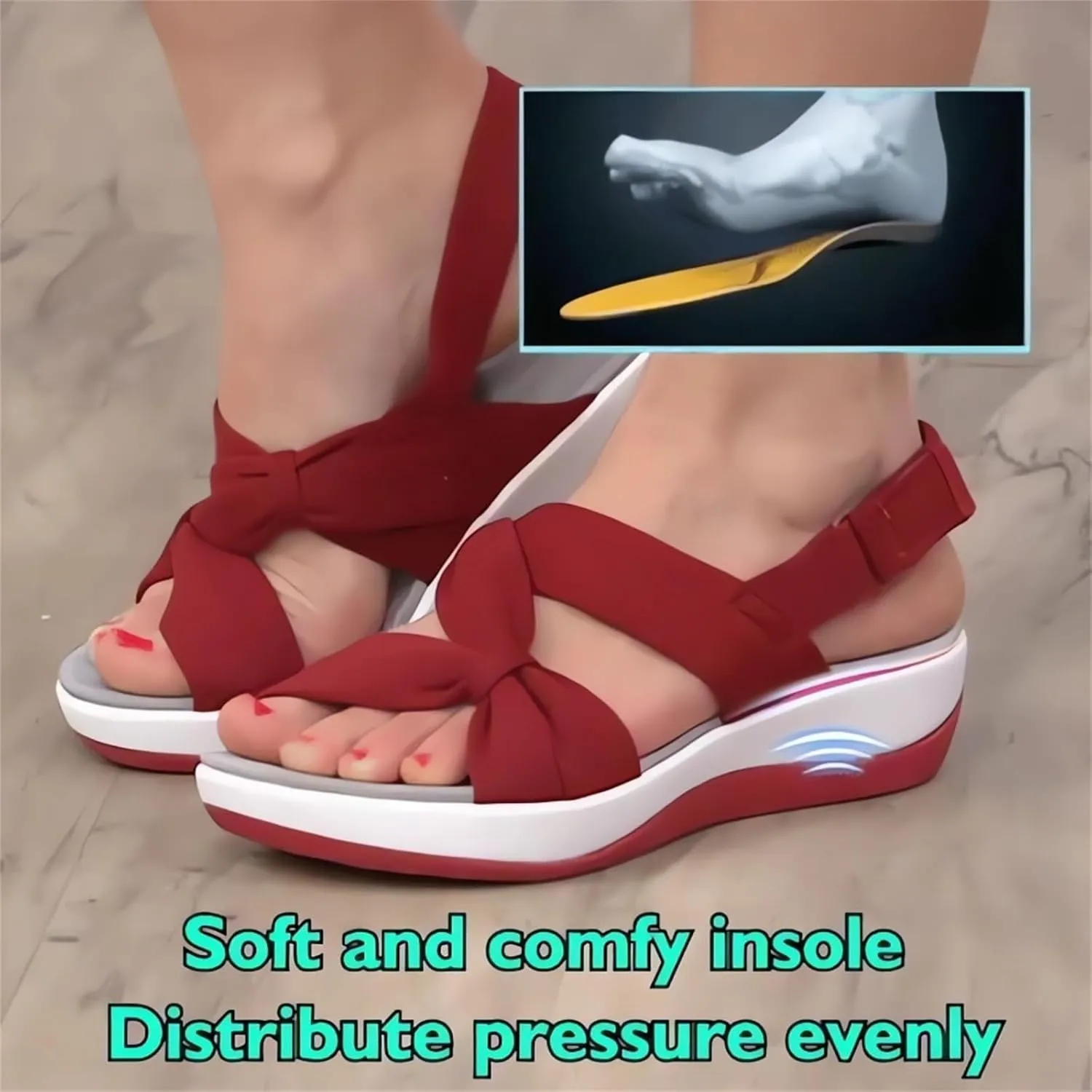 Arch Support Sandals Women's 2025 Low Platform Wedges Sandals Adjustable Hook Loop Fishmouth Open Toe Shoes Slip-On Comfy Walking Shoes