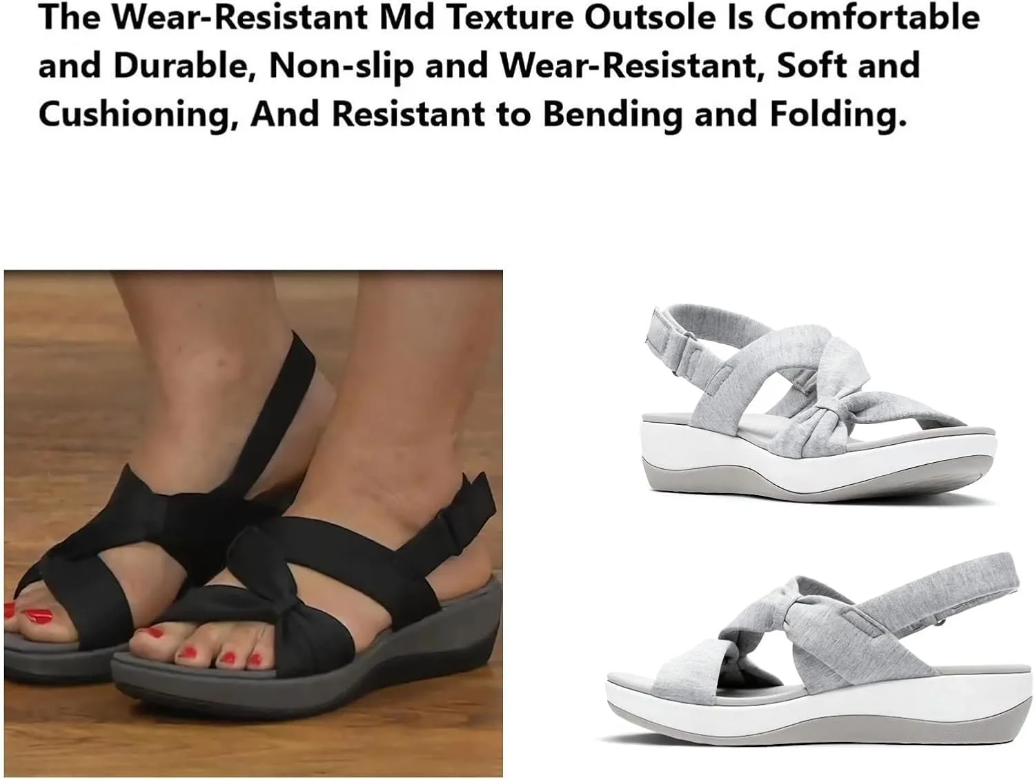 Arch Support Sandals Women's 2025 Low Platform Wedges Sandals Adjustable Hook Loop Fishmouth Open Toe Shoes Slip-On Comfy Walking Shoes