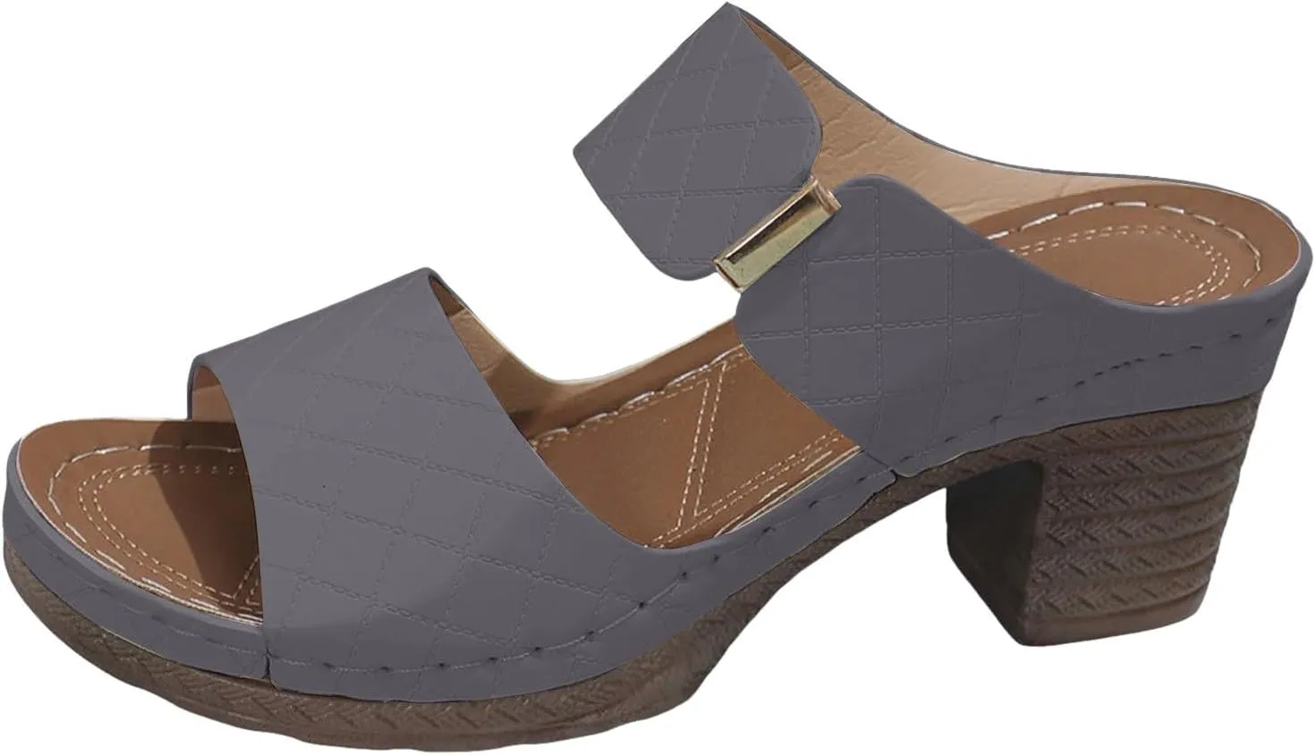 Block Heel Sandals for Women Heeled Two Strap Open Toe Low Chunky Heels Slip On Comfortable Womens Mid Ankle Sandal Casual Slippers Summer Backless Mules Slide Walking Shoes For Party Beach Vacation