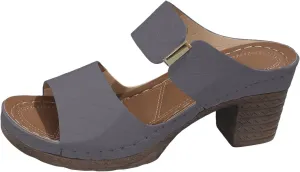 Block Heel Sandals for Women Heeled Two Strap Open Toe Low Chunky Heels Slip On Comfortable Womens Mid Ankle Sandal Casual Slippers Summer Backless Mules Slide Walking Shoes For Party Beach Vacation