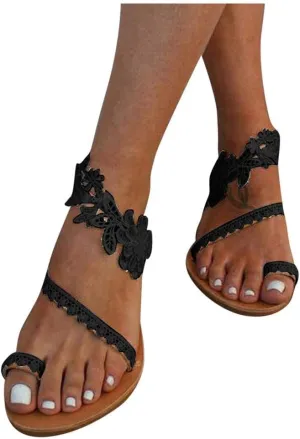 BORAMAX Sandals for Women Flat, Ladies Crystal Butterfly Flip Flops Sandals Casual Beach Travel Shoes Bohemia Flat Sandals