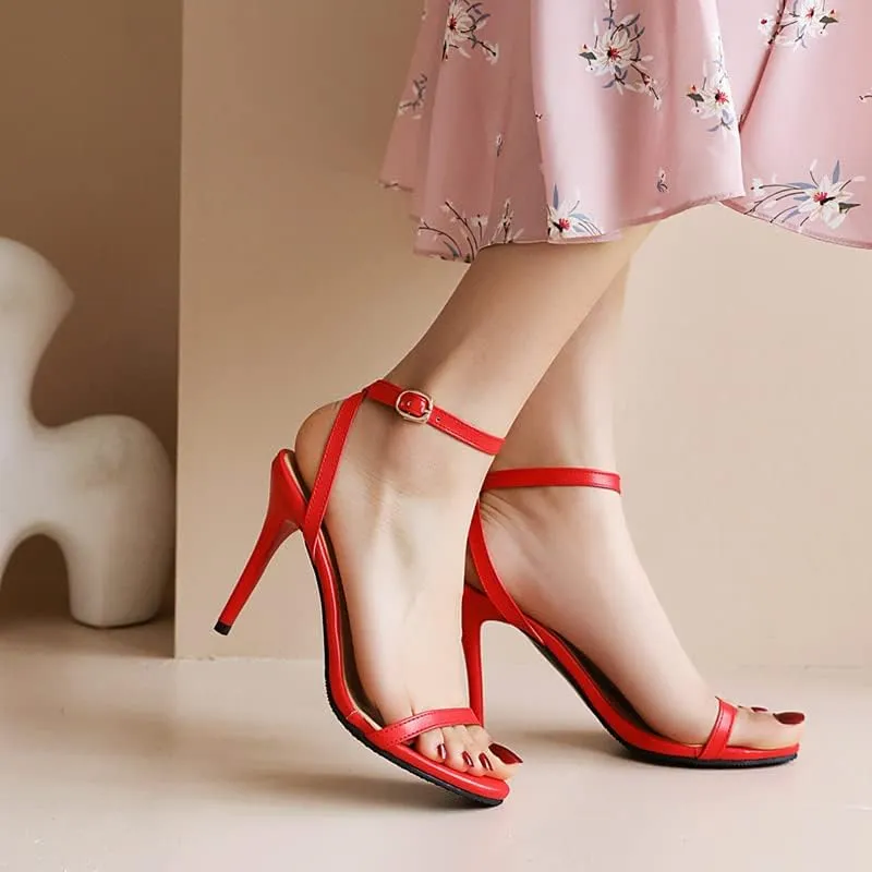 ChaiRong Zhou Women's Stiletto Sandals Buckle Strap High Heels Summer Open Toe Office Pumps Sexy Party Shoes