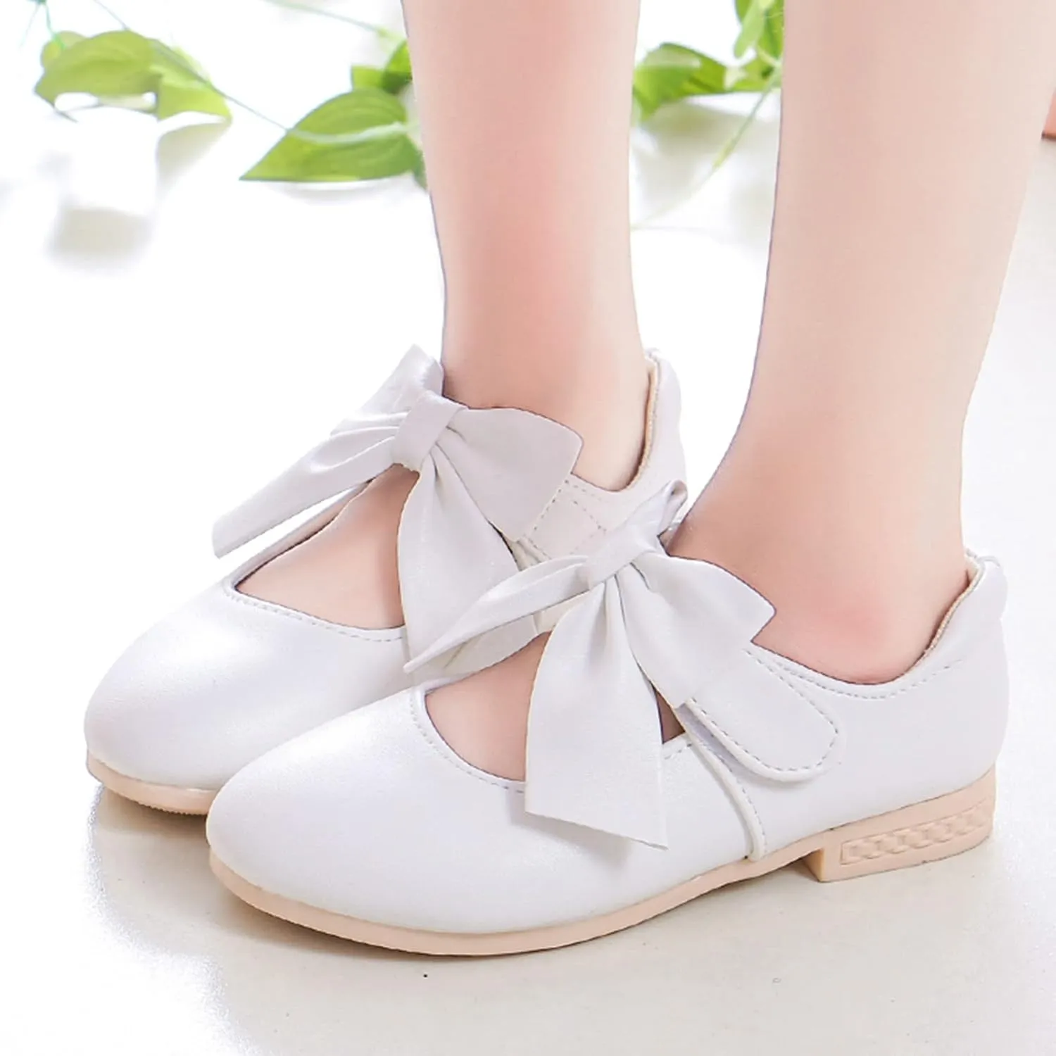 Children Shoes White Leather Shoes Bowknot Girls Shoes Single Shoes Performance Shoes School Shoes for Girls