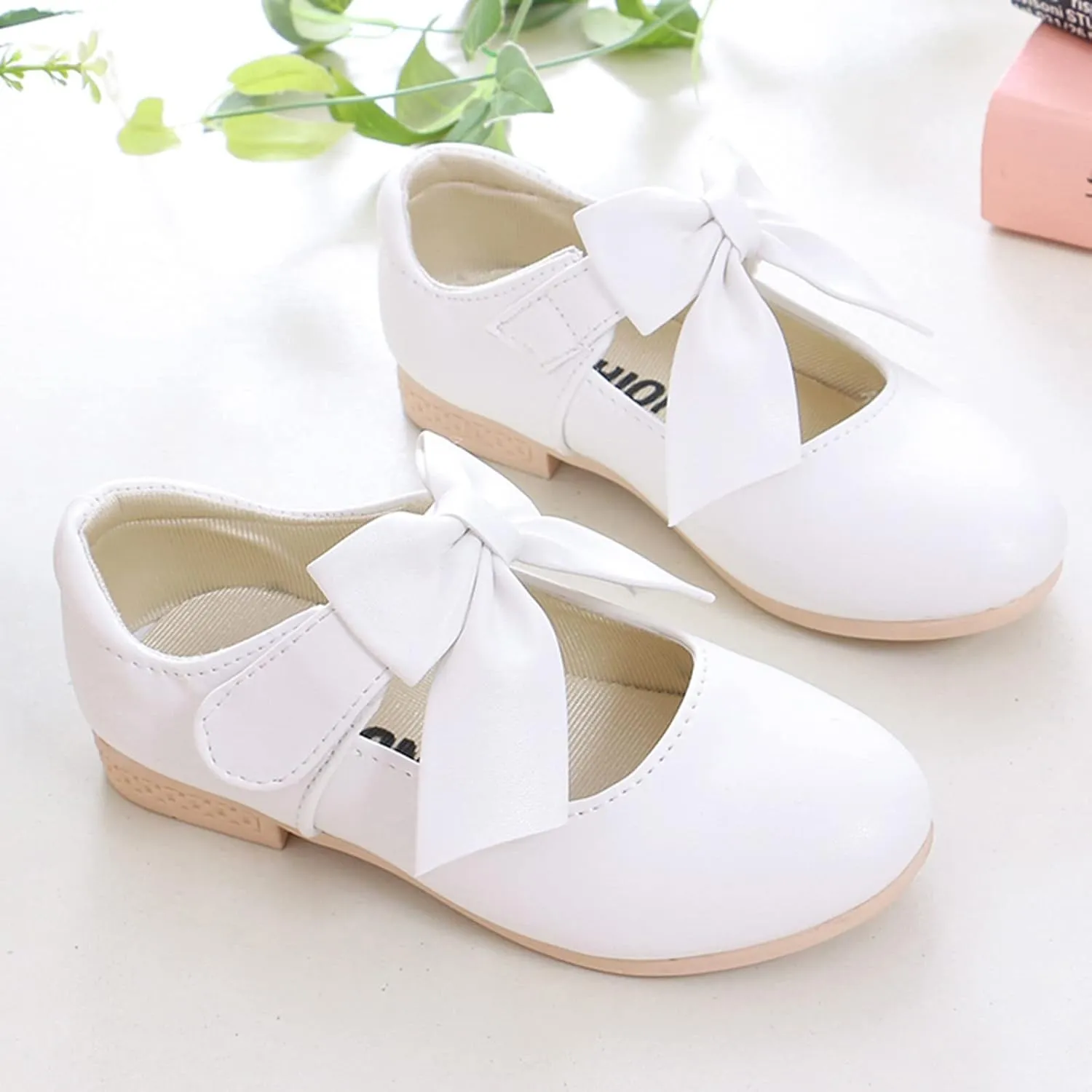 Children Shoes White Leather Shoes Bowknot Girls Shoes Single Shoes Performance Shoes School Shoes for Girls