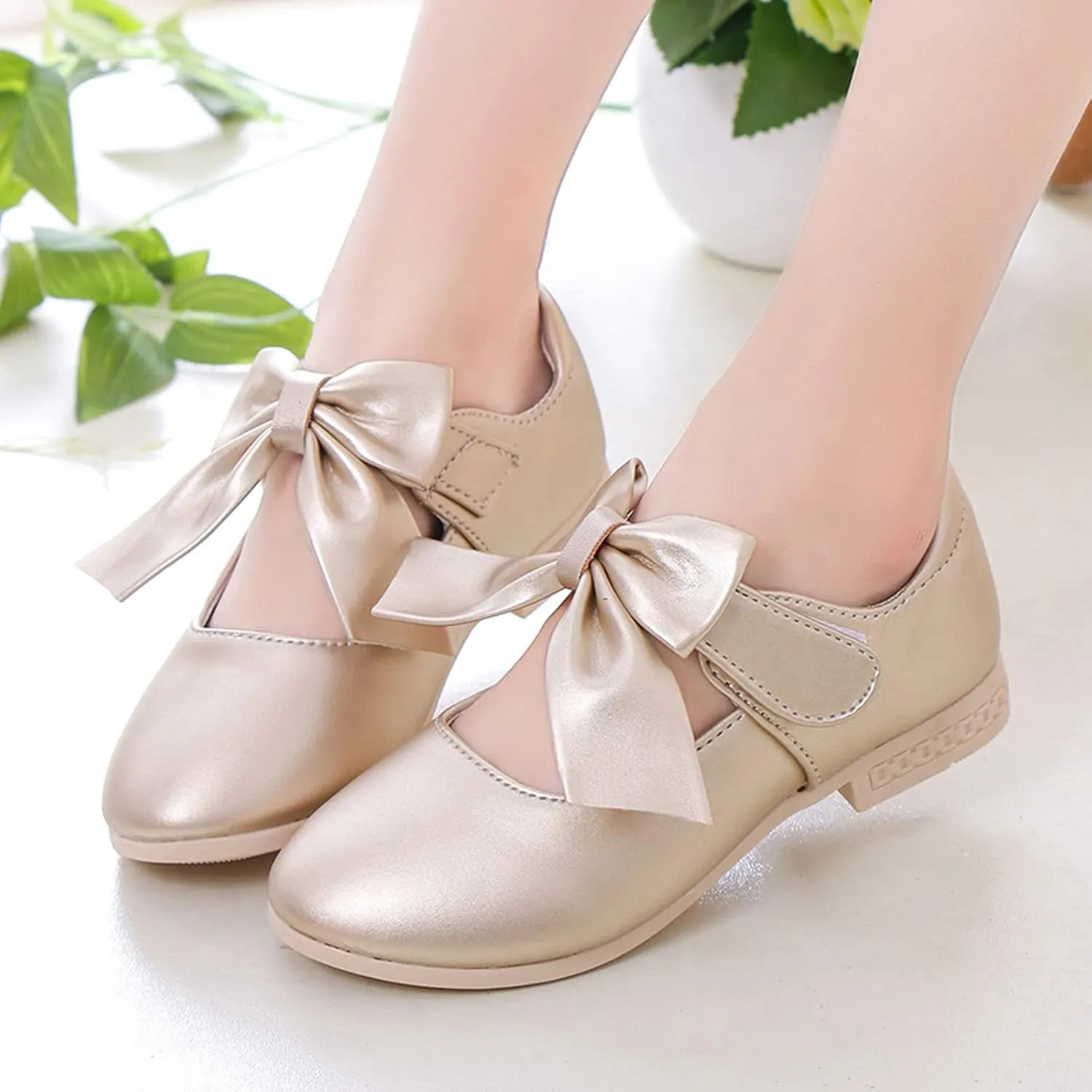 Children Shoes White Leather Shoes Bowknot Girls Shoes Single Shoes Performance Shoes School Shoes for Girls
