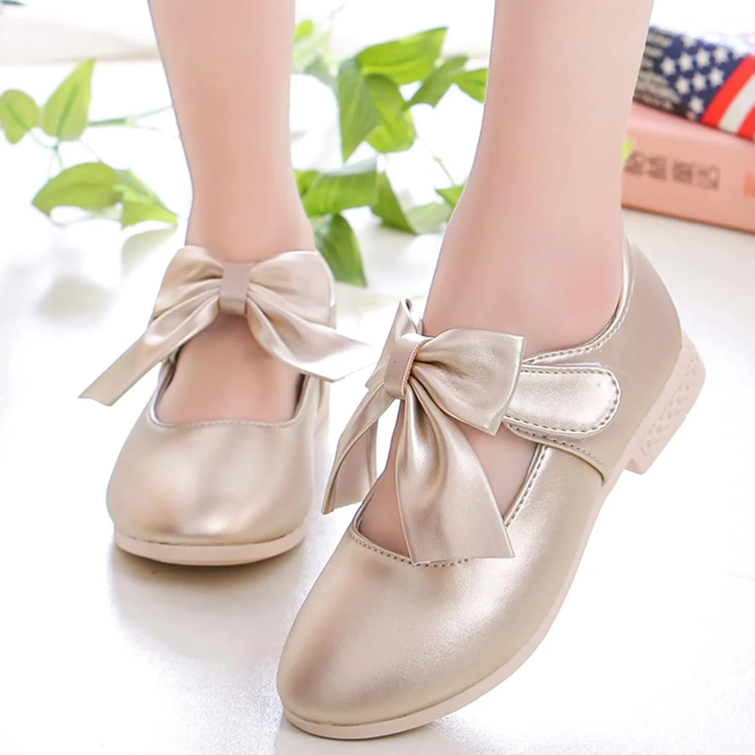 Children Shoes White Leather Shoes Bowknot Girls Shoes Single Shoes Performance Shoes School Shoes for Girls