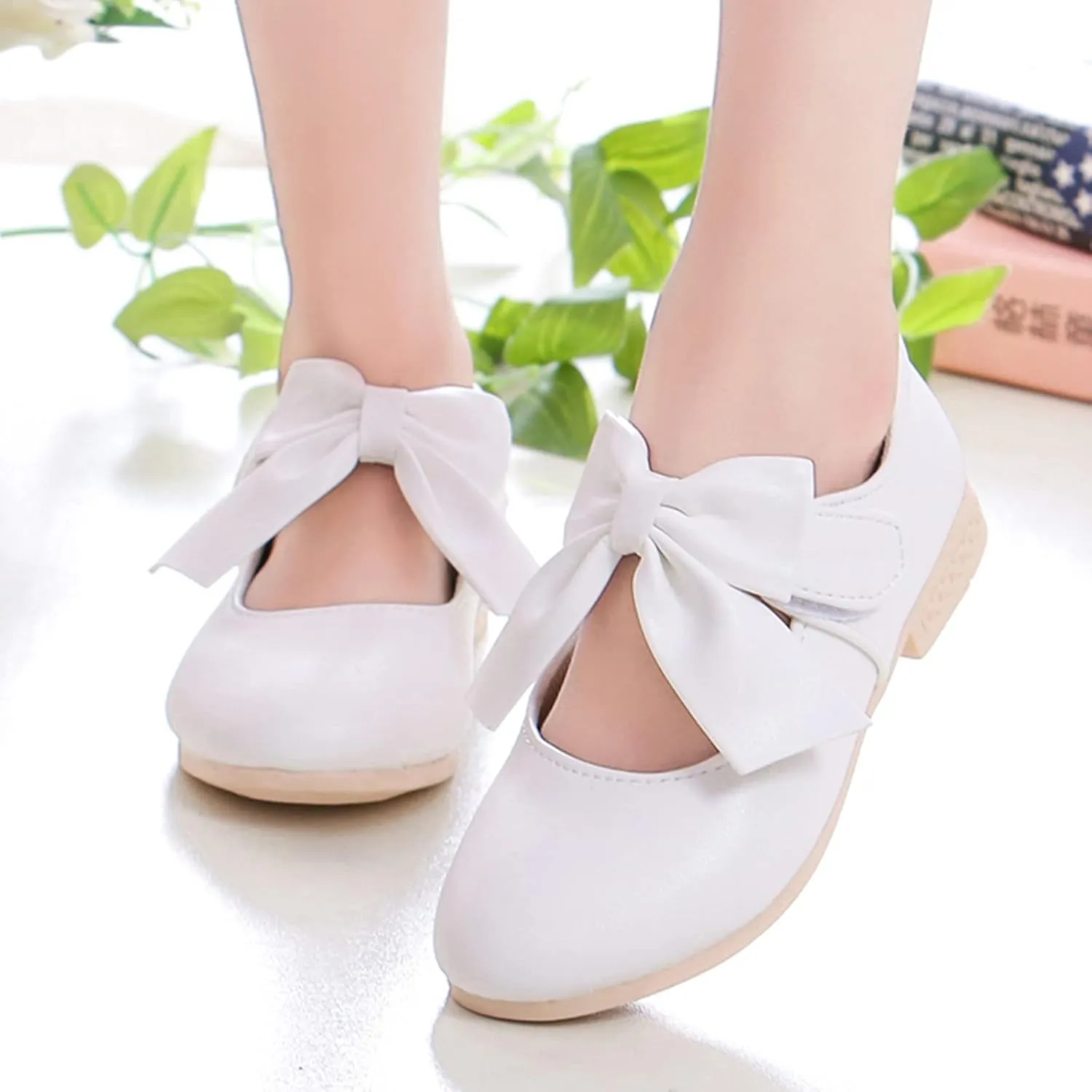 Children Shoes White Leather Shoes Bowknot Girls Shoes Single Shoes Performance Shoes School Shoes for Girls
