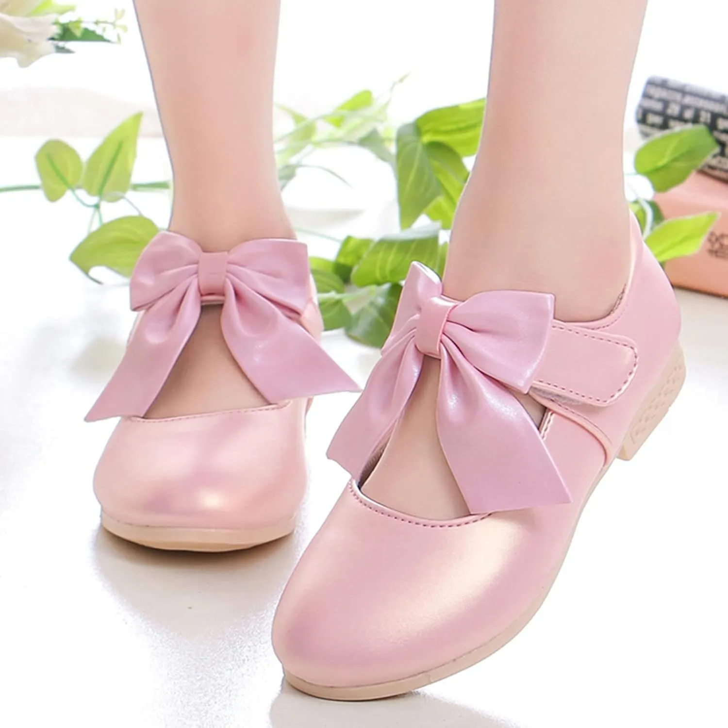 Children Shoes White Leather Shoes Bowknot Girls Shoes Single Shoes Performance Shoes School Shoes for Girls