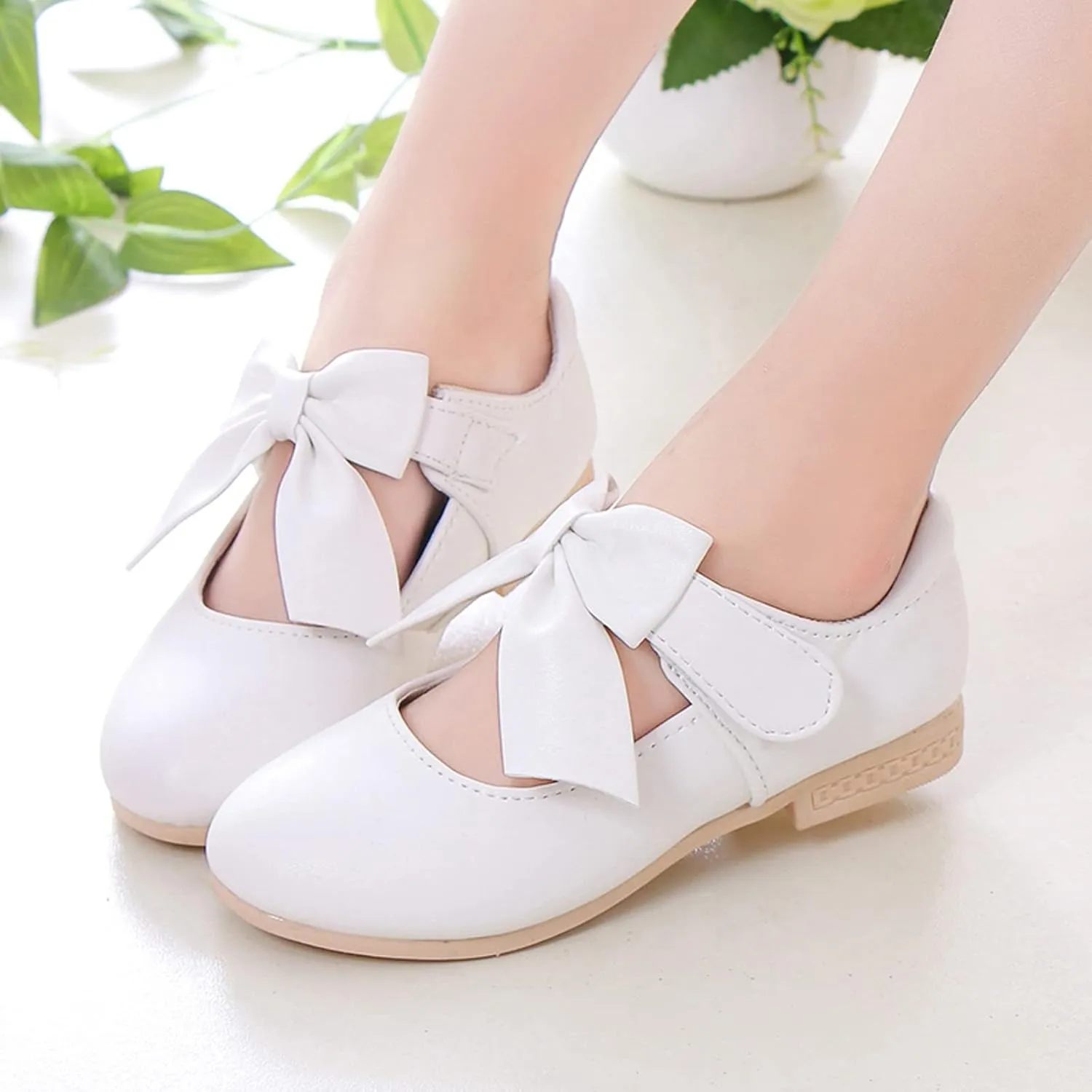 Children Shoes White Leather Shoes Bowknot Girls Shoes Single Shoes Performance Shoes School Shoes for Girls