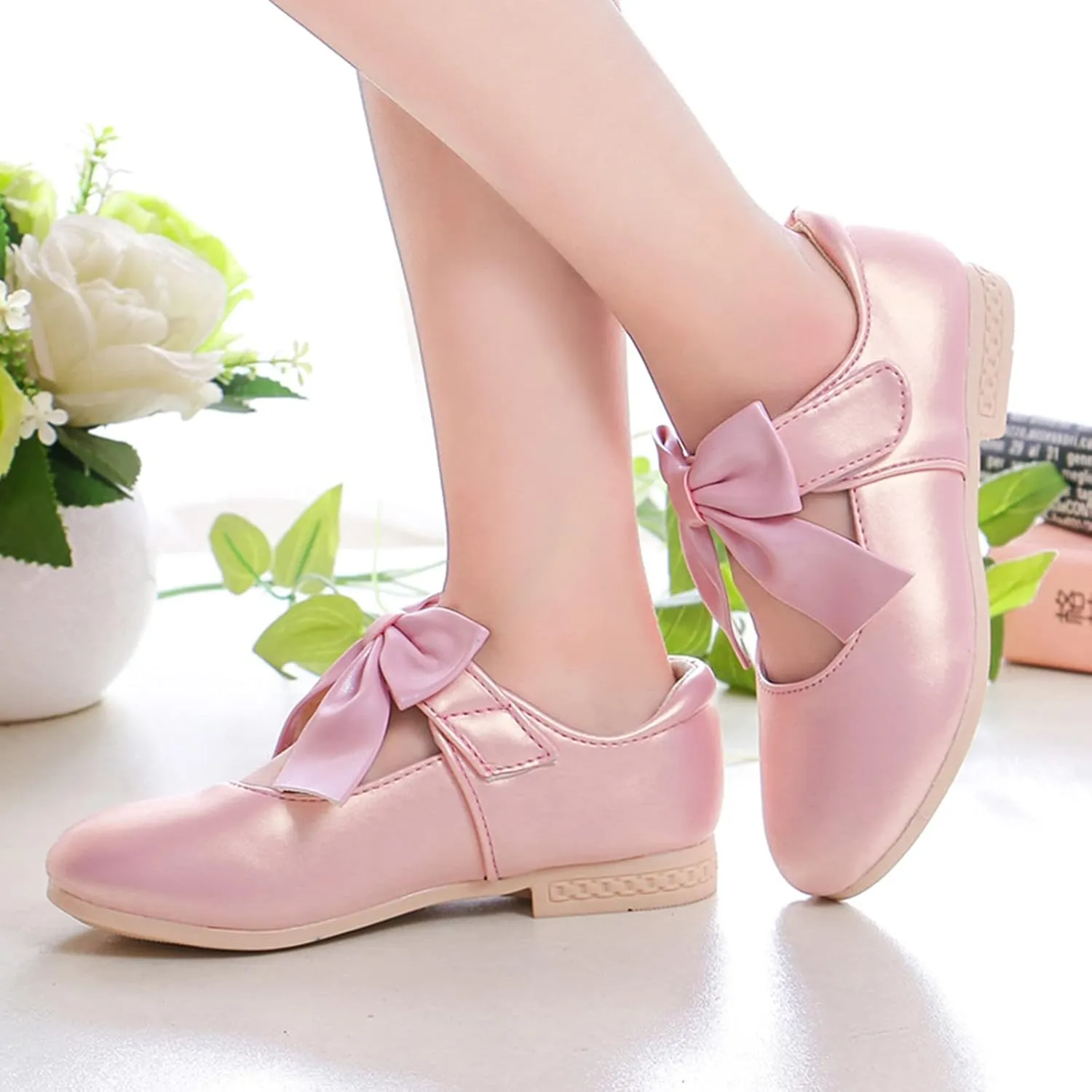 Children Shoes White Leather Shoes Bowknot Girls Shoes Single Shoes Performance Shoes School Shoes for Girls