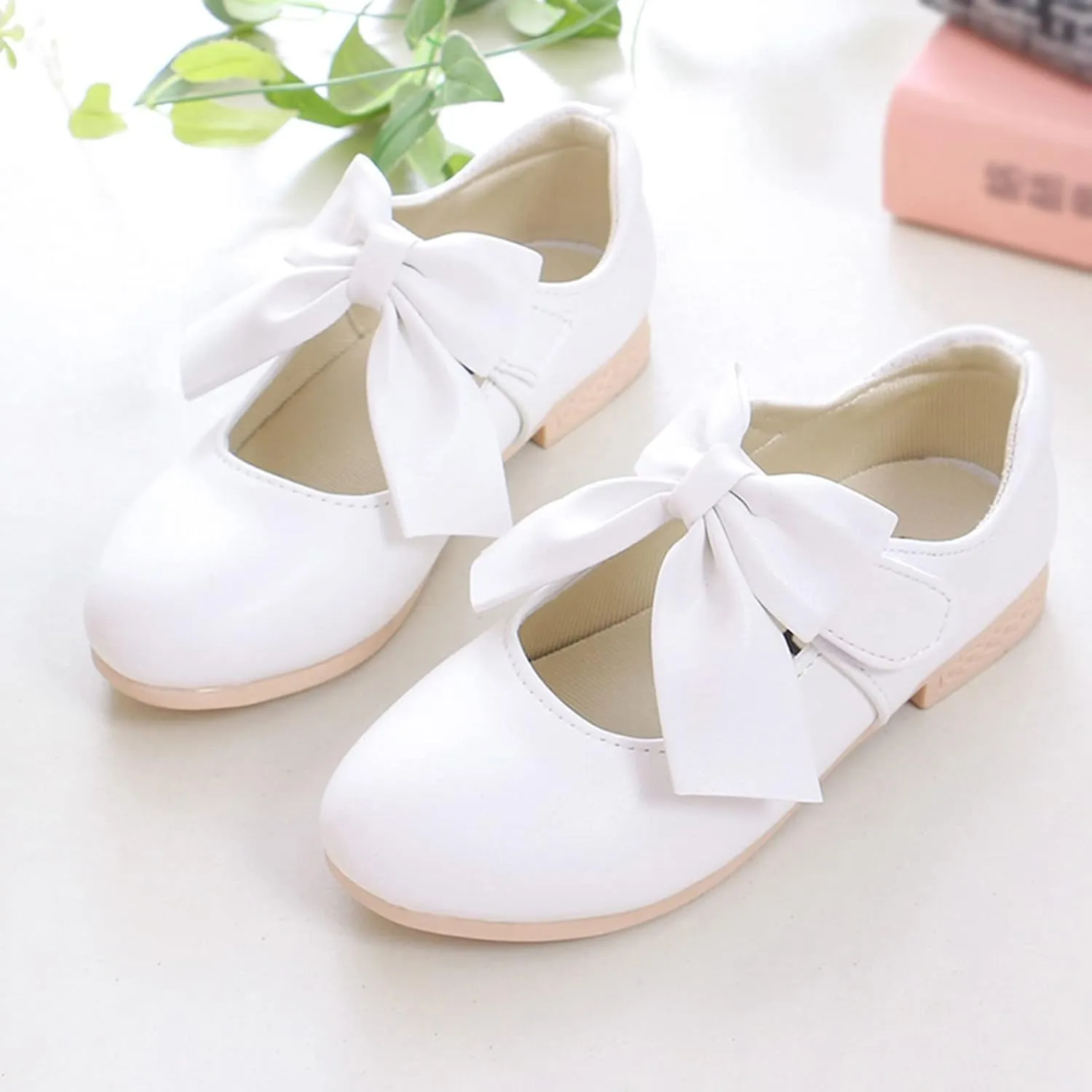 Children Shoes White Leather Shoes Bowknot Girls Shoes Single Shoes Performance Shoes School Shoes for Girls