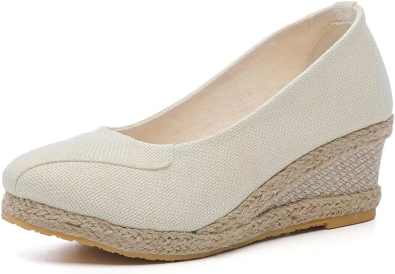 Closed Toe Wedges for Women with Wide Pumps Low Chunky Rounded Toe Heels Platform Espadrilles Wedge Sandals Comfortable Wedge Pumps Shoes