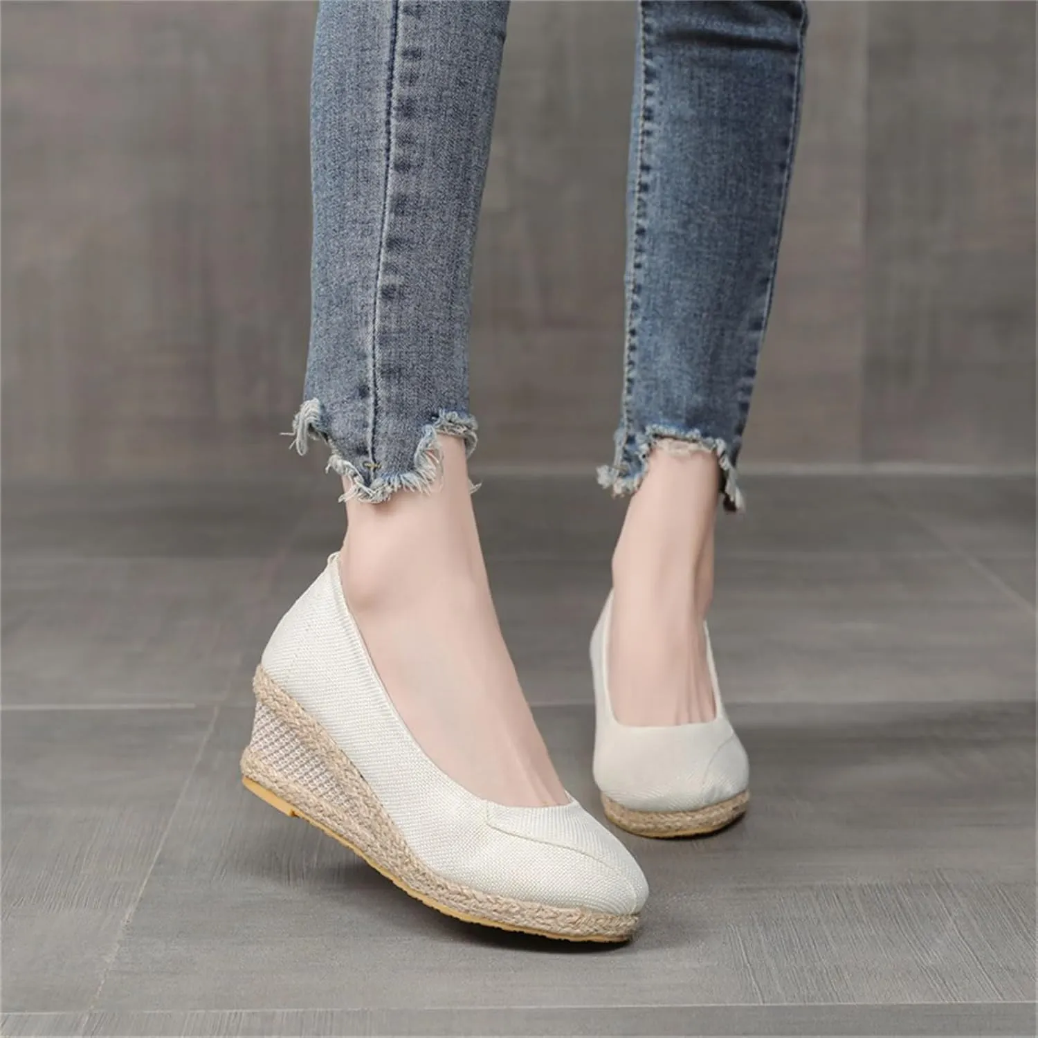Closed Toe Wedges for Women with Wide Pumps Low Chunky Rounded Toe Heels Platform Espadrilles Wedge Sandals Comfortable Wedge Pumps Shoes