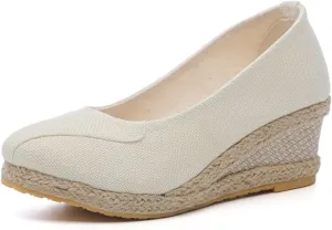 Closed Toe Wedges for Women with Wide Pumps Low Chunky Rounded Toe Heels Platform Espadrilles Wedge Sandals Comfortable Wedge Pumps Shoes