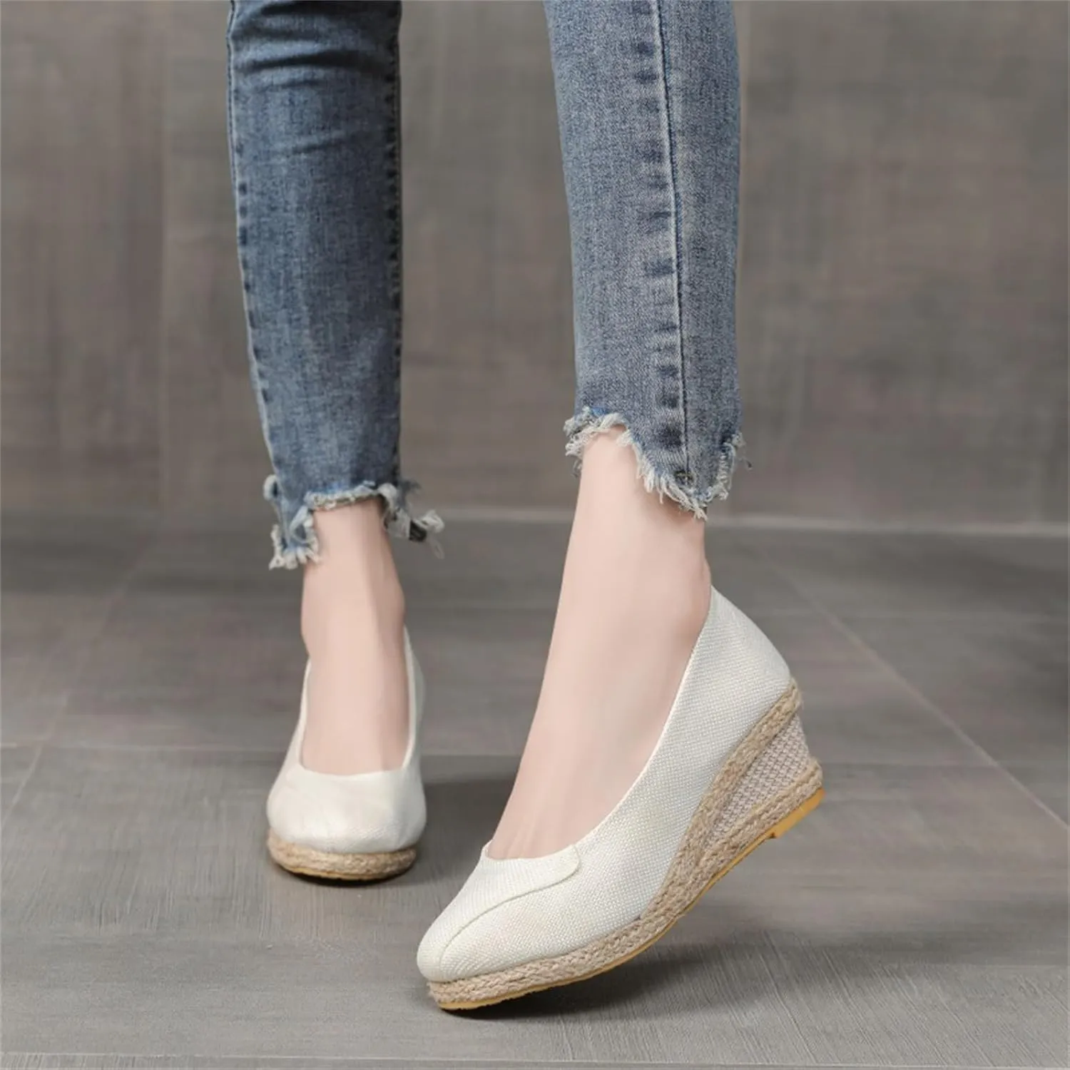 Closed Toe Wedges for Women with Wide Pumps Low Chunky Rounded Toe Heels Platform Espadrilles Wedge Sandals Comfortable Wedge Pumps Shoes