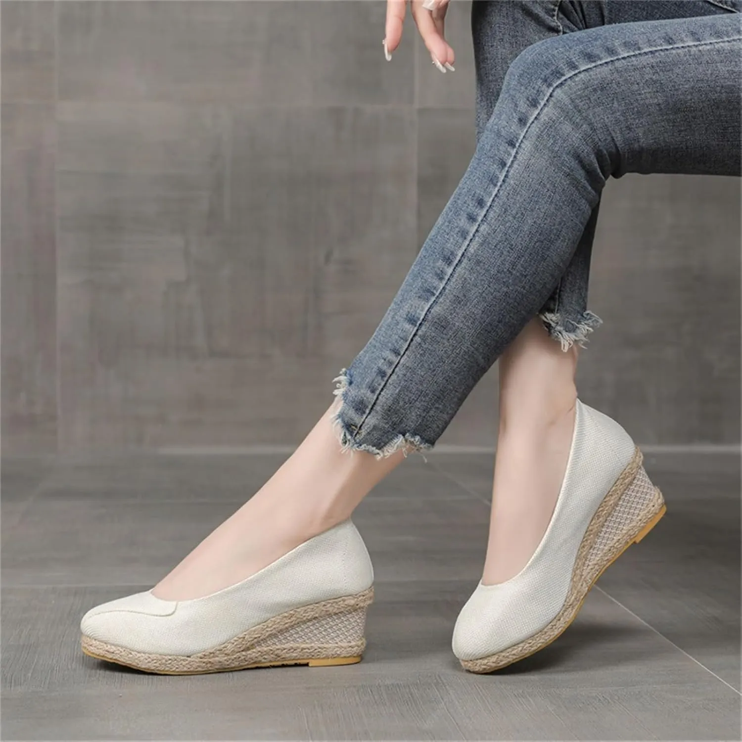 Closed Toe Wedges for Women with Wide Pumps Low Chunky Rounded Toe Heels Platform Espadrilles Wedge Sandals Comfortable Wedge Pumps Shoes