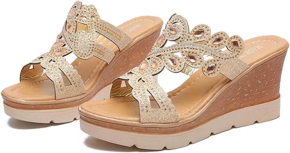 Comfortable Orthopedic Sandals Sandals Crystal Wedges Slippers Thick Bohemia Ladies Toe Shoes Women Women's Wedges