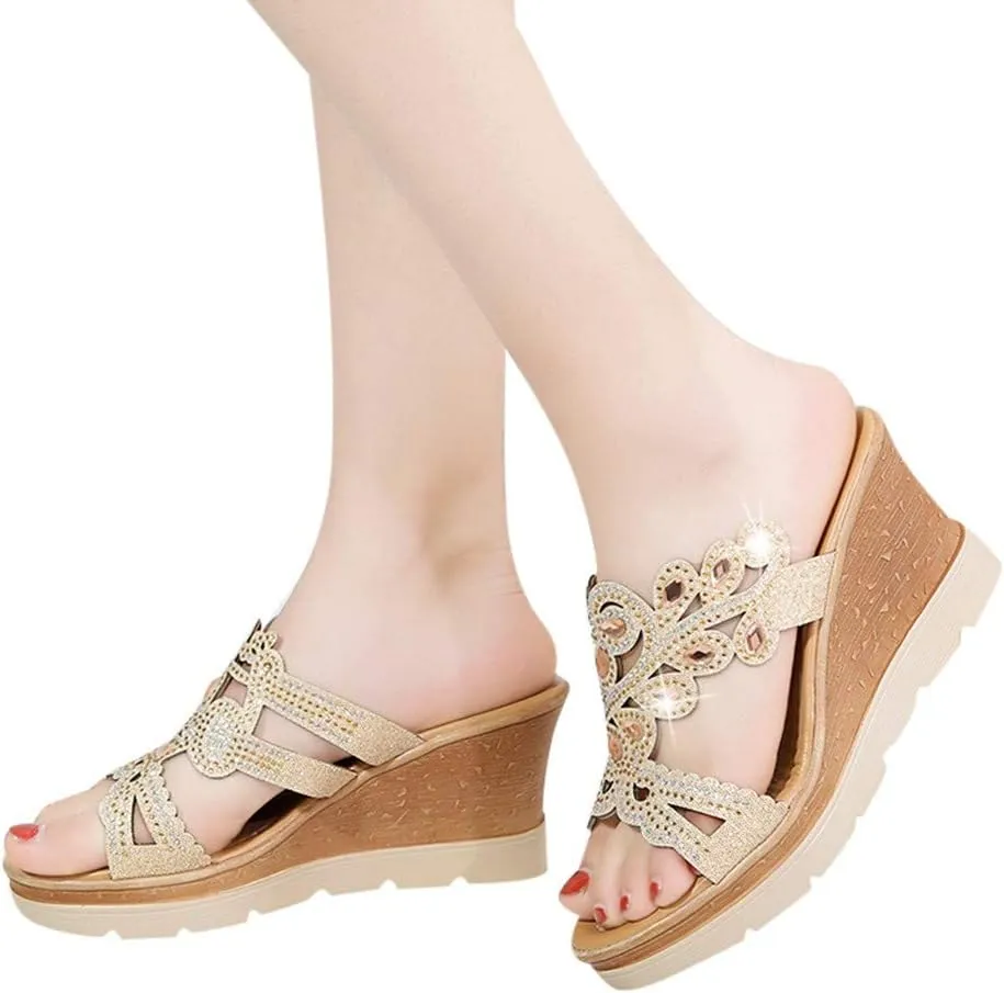 Comfortable Orthopedic Sandals Sandals Crystal Wedges Slippers Thick Bohemia Ladies Toe Shoes Women Women's Wedges