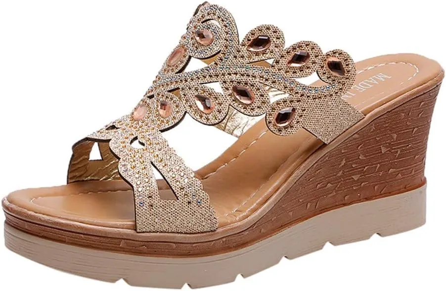Comfortable Orthopedic Sandals Sandals Crystal Wedges Slippers Thick Bohemia Ladies Toe Shoes Women Women's Wedges