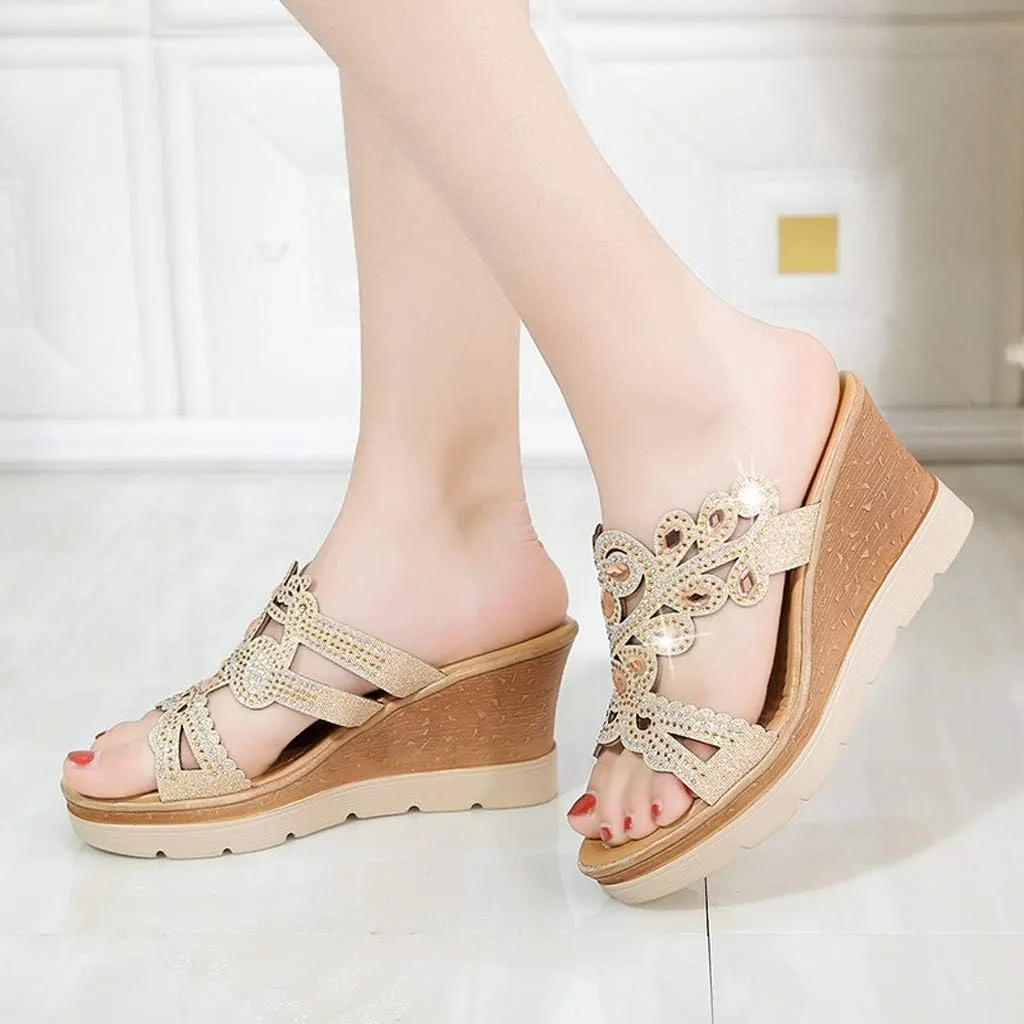 Comfortable Orthopedic Sandals Sandals Crystal Wedges Slippers Thick Bohemia Ladies Toe Shoes Women Women's Wedges
