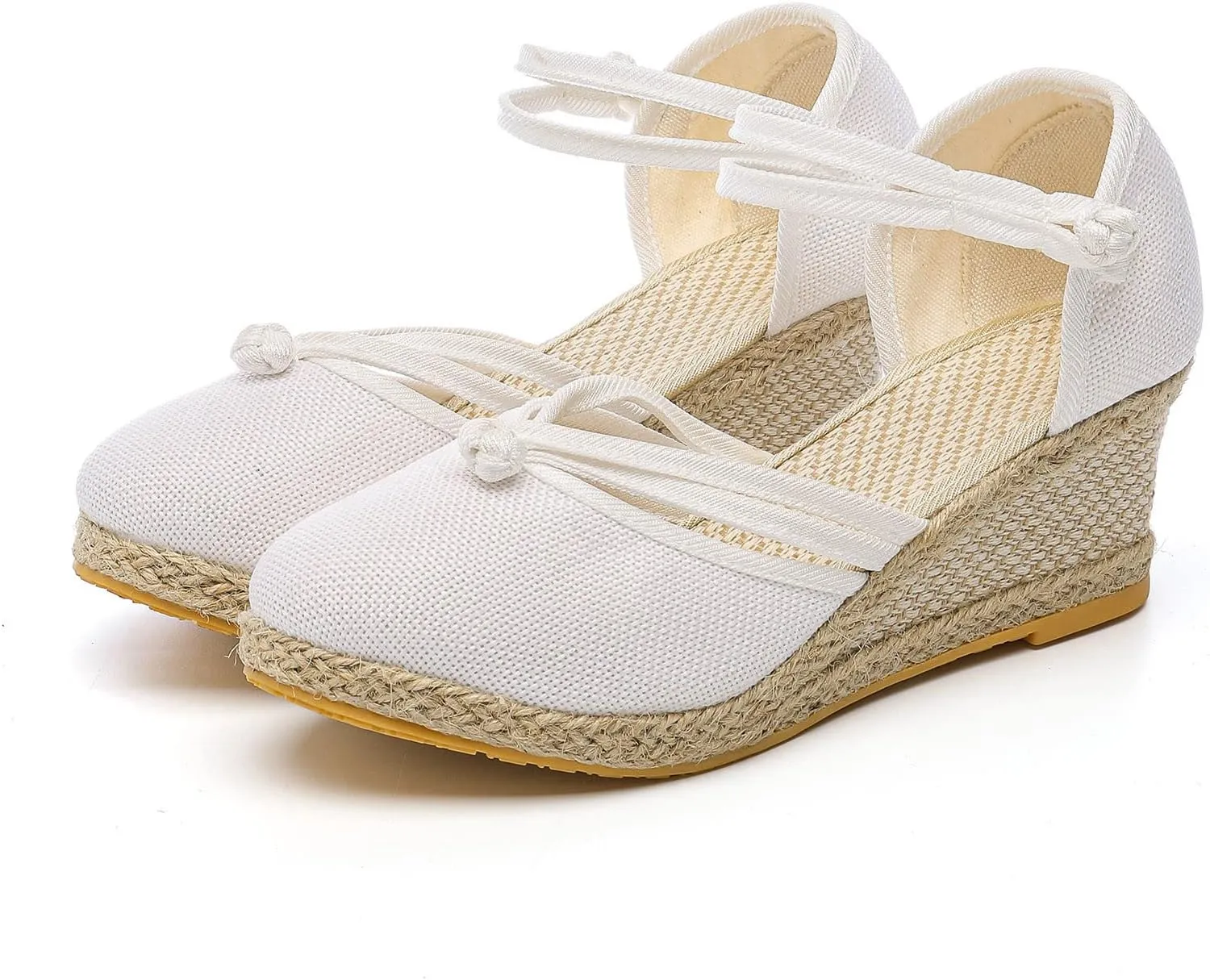 Espadrilles Wedges for Women,Fashion Closed Toe Sandals Women Comfortable Ankle Strap Espadrilles Platform Sandals Summer Breathable Canvas Low Heel Wedges Shoes Dressy Casual Slip on Beach Sandals