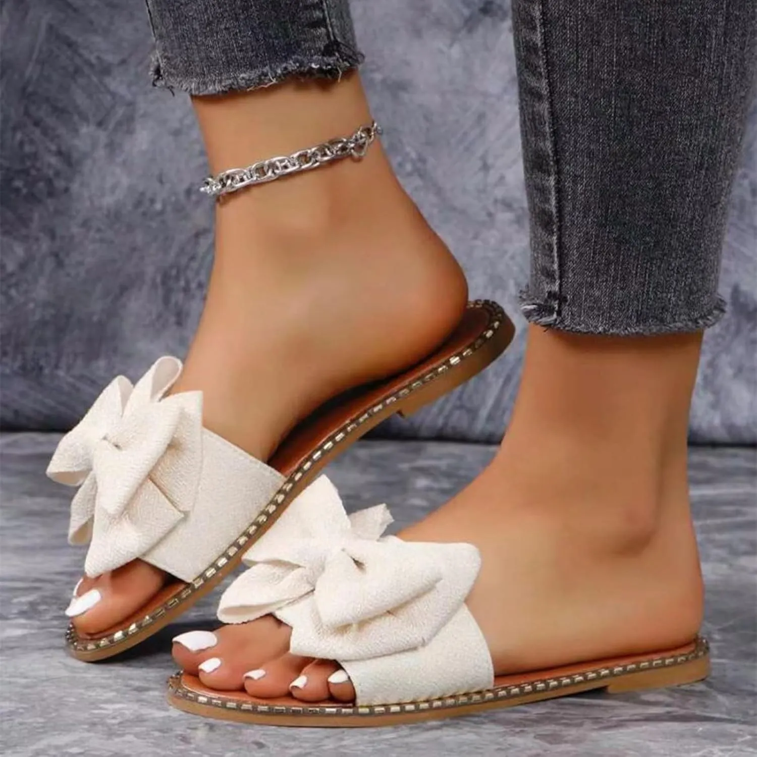 Flatform Open Toe Beach Sandals Women's Shoes Fashion Butterfly Festival Comfortable Flat Flip Flops Women's Outdoor