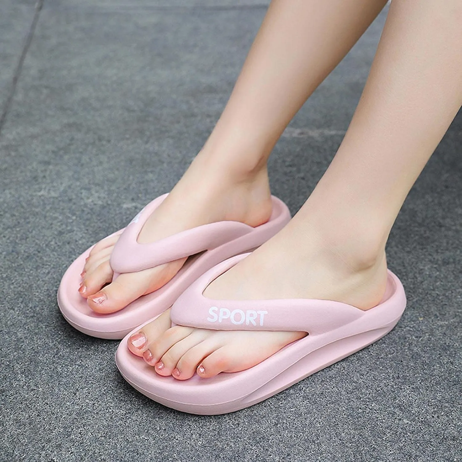 Flip Flops for Women with Arch Support Couple Soft Sole Orthopedic Sandals Thong Clip Toe Slip-on Slides Lightweight Comfortable Bathroom Home Slipper