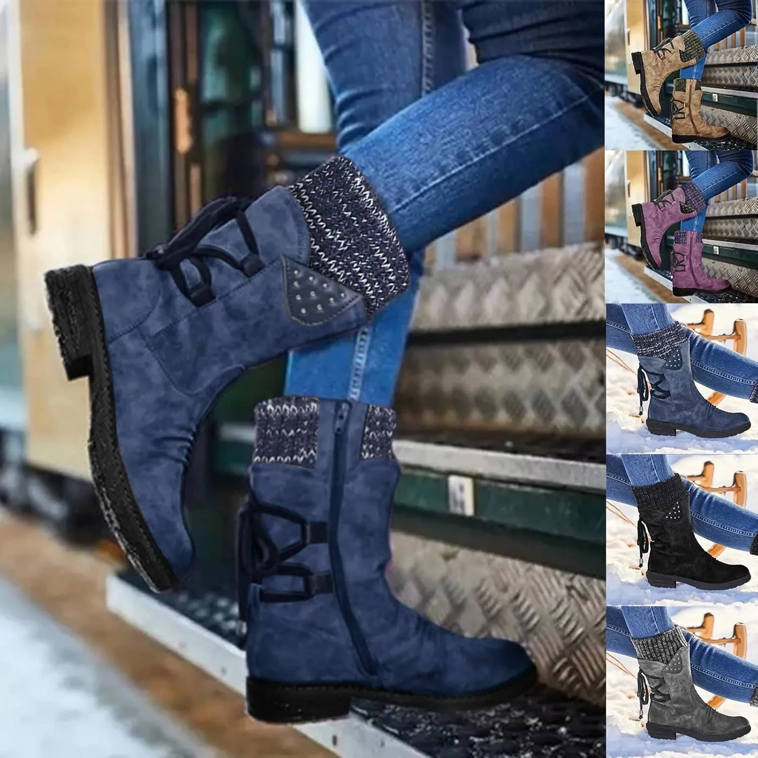 Gibobby Ankle Booties for Women Flat,Hollow Ankle Boots Low Chunky Block Stacked Heel Boots Slip On Pointed Toe Western Shoes