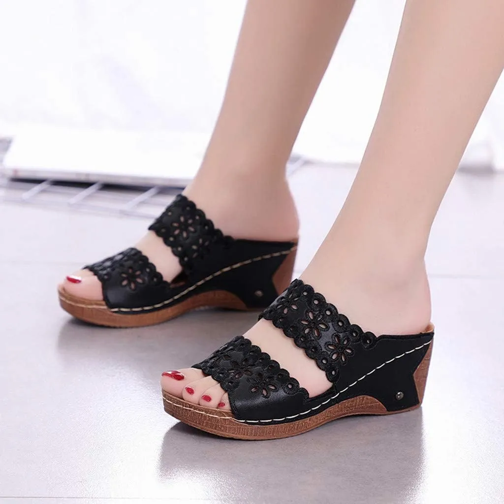 Gibobby Sandals for Women Wide Width,2019 Summer Comfy Platforms Sandal Shoes Beach Holllow Shoe Casual Flip Flops Slippers