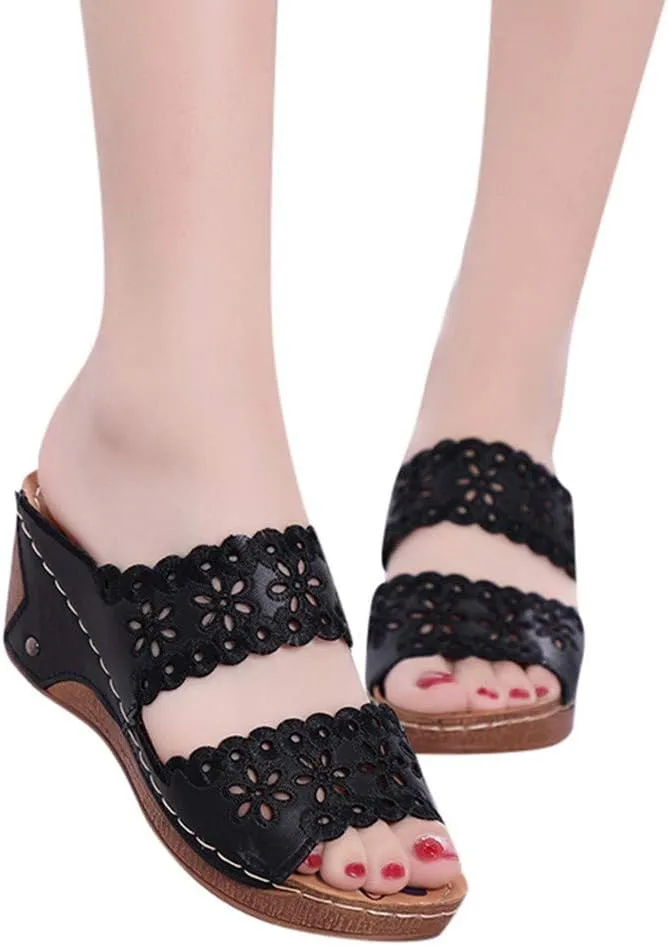 Gibobby Sandals for Women Wide Width,2019 Summer Comfy Platforms Sandal Shoes Beach Holllow Shoe Casual Flip Flops Slippers