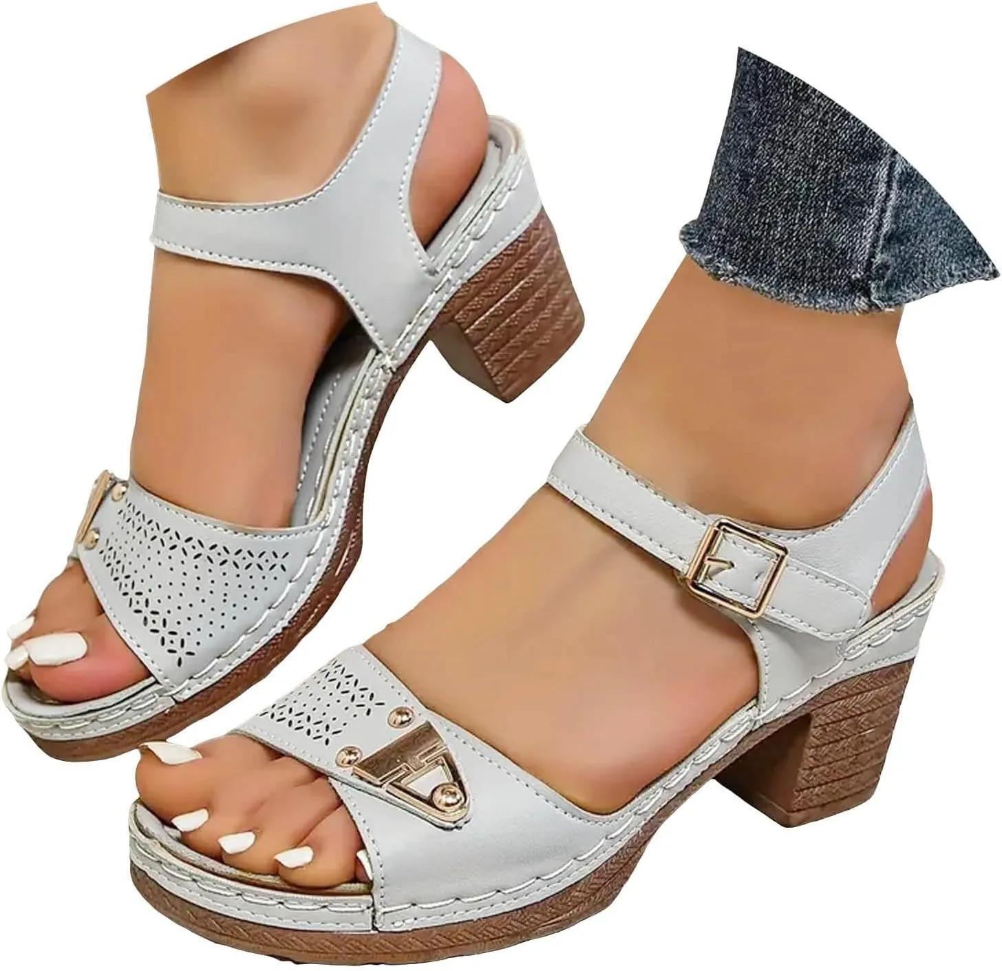 Heeled Sandals for Women Women's Open Toe Heeled Sandals Block Heels Womens Sandals Open Toe Strappy Sandals