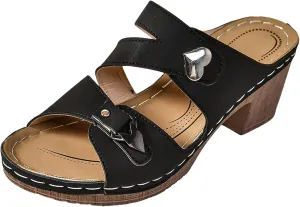 Heeled Sandals Strappy Square Open Toe Heels High Heel Big Size Sandal Slippers