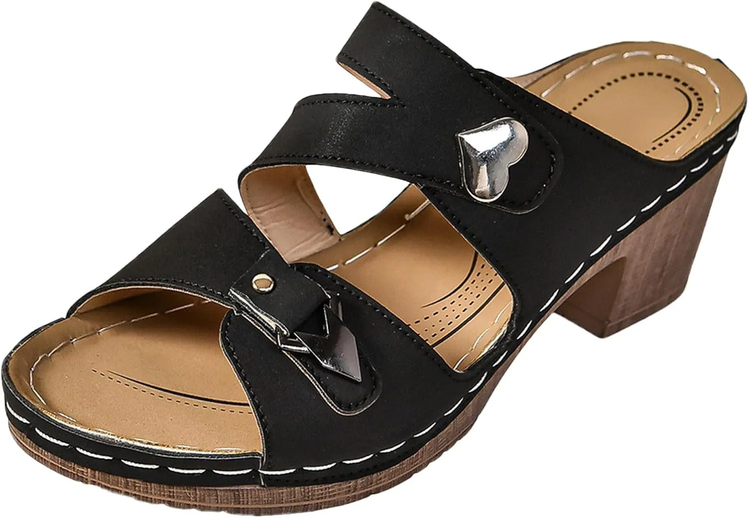 Heeled Sandals Strappy Square Open Toe Heels High Heel Big Size Sandal Slippers
