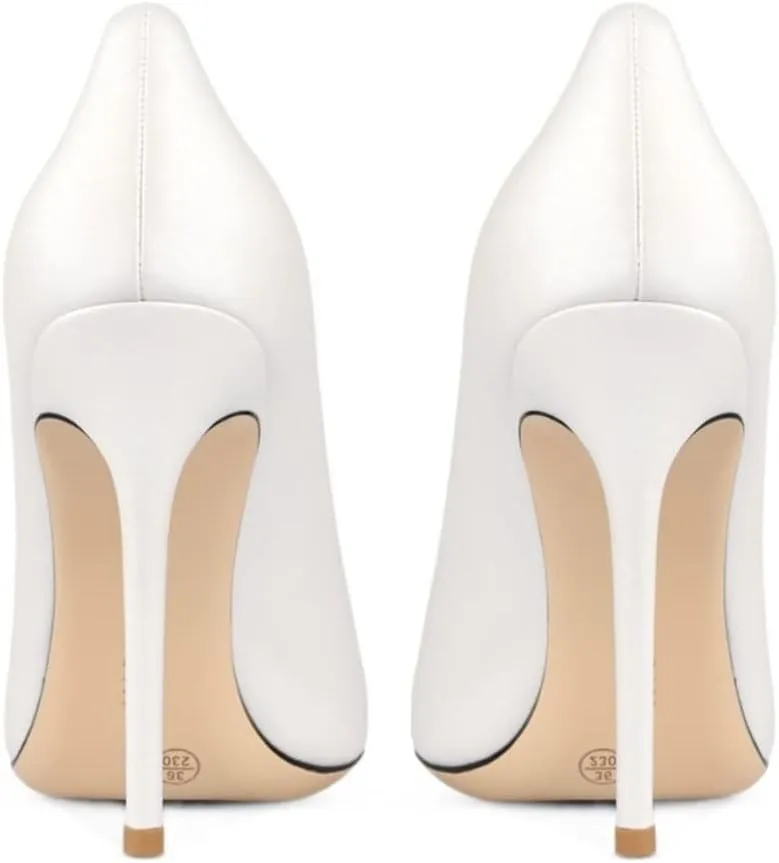 Heels for Women Luxury Women's high Heels White Silk Rhinestone high Heels Slim Heels Pointed Toe high Heels Wedding Bride(10.5)