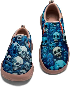 Kid's Slip-on Loafers Boys Girls Casual Shoes Lightweight Comfort Fashion Leather Sneakers Charm of Skulls
