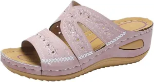 Lausiuoe Orthotic Sandals For Women With Arch Support Low Wedge Comfortable Orthopedic Flip Flops Dressy Summer Casual Slides