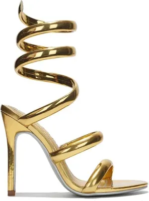 Liliana Women's Open Toe Spiral Wrap Up Strappy High Heels Sandals